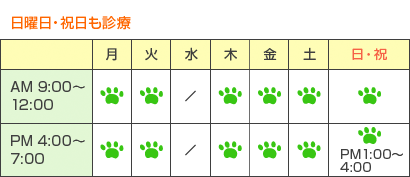 日曜日・祝日も診療