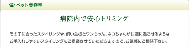 ペット美容室:病院内で安心トリミング